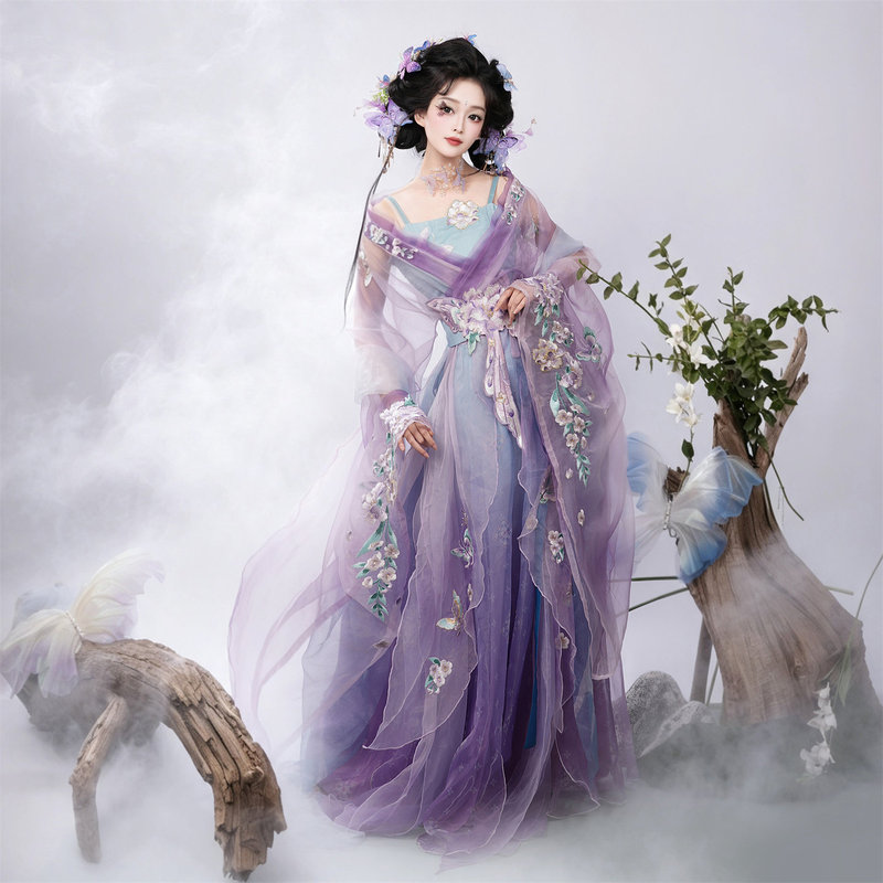 Zhiyutang Original Hanfu [Transforming Butterfly] - Modified Daily Chinese Style Robe, Elegant and Slimming, Spring and Autumn Outfit