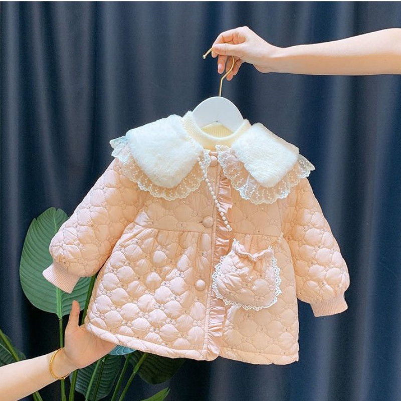 cotton-padded jacket children girl Autumn and winter 2022 new pattern Korean Edition Female baby Fashionable Plush coat winter thickening