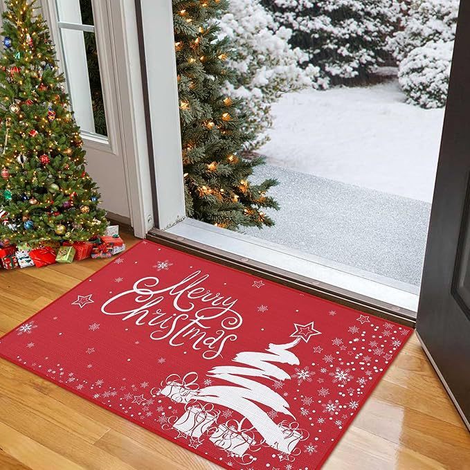 クロスボーダーアマゾン冬クリスマスツリー雪だるまフロアマットホームエントランスエントリーデコレーションドアマット浴室滑り止めフットマット|undefined