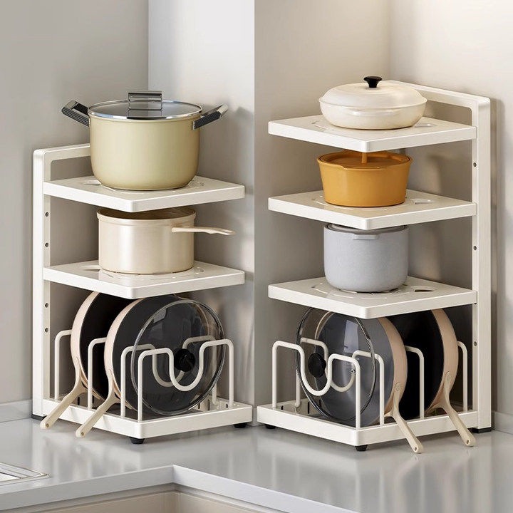 Multi-layer Kitchen Pot Storage Rack Kitchen Countertop Multifunctional Storage Rack Vertical Pot Lid Storage Rack for Lower Sink