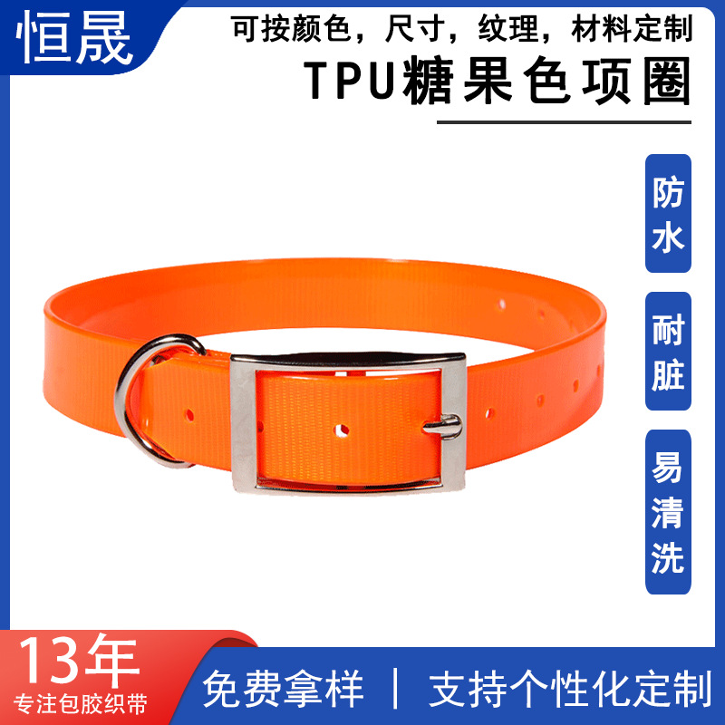 공장 도매 캔디 컬러 TPU 칼라 칼라 견인 방수 더러운 애완 동물 목걸이 개 목걸이