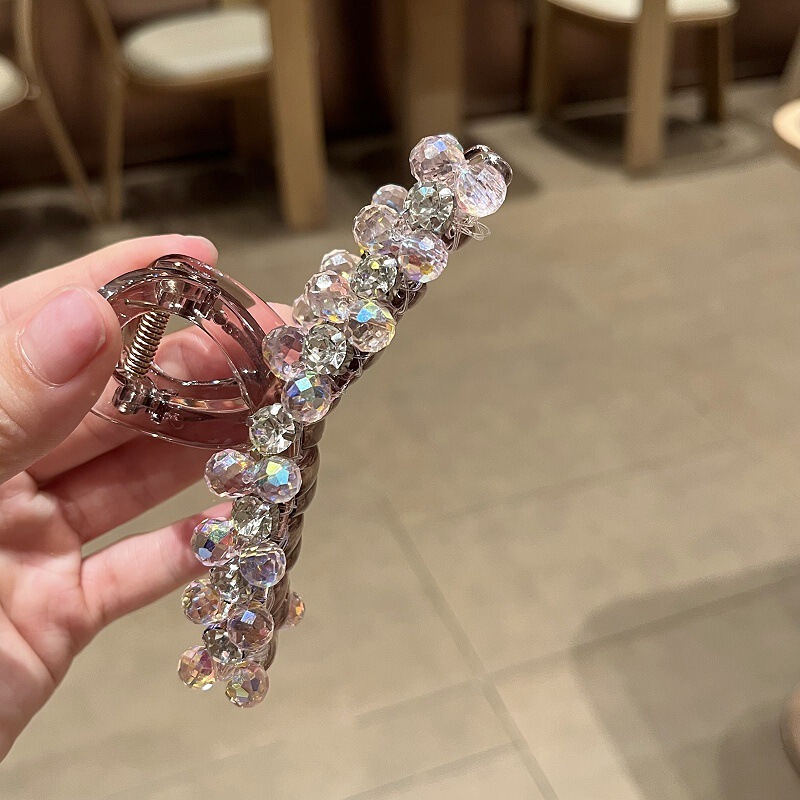韓国版の軽い高級ラインストーンクリップ、高級感、中型ヘアクリップ、気質、女性用ハーフタイヘアクリップ、ヘアアクセサリー、ヘッドドレス|undefined