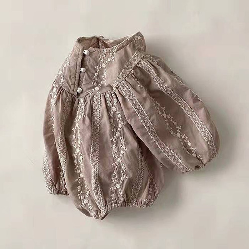 Korean version of ins infant baby embroidered princess style jumpsuit girls style 100-day-old rompers