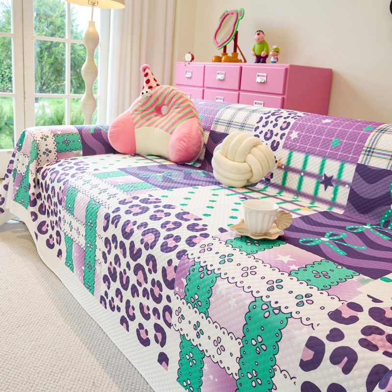 Purple Love Ice Silk, toalla de sofá fresca pequeña, tela de cubierta, nuevo cojín de sofá, funda universal de cubierta completa universal de verano