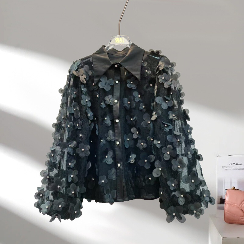 High-end Light Luxury Trendy Women's Design Sense Sweet Age-reducing Lace Fashion Shirt Chiffon Shirt Shirt