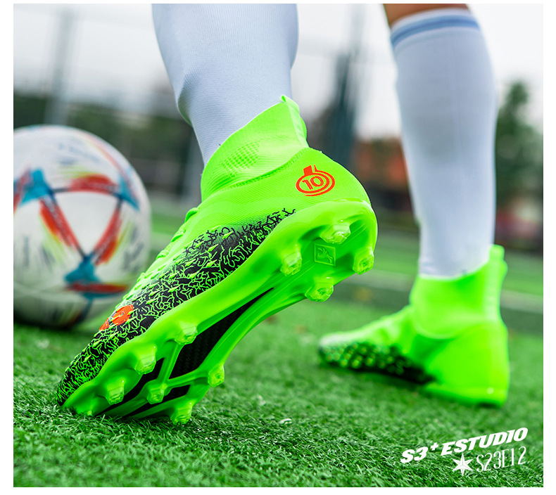 Botas de fútbol AG Long para hombre, para estudiantes, adultos, para exteriores, césped, competición, entrenamiento, con clavos rotos_voghion.com