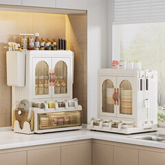 廚房調料置物架多功能台面調味品罐盒家用帶蓋防塵油鹽醬醋收納櫃