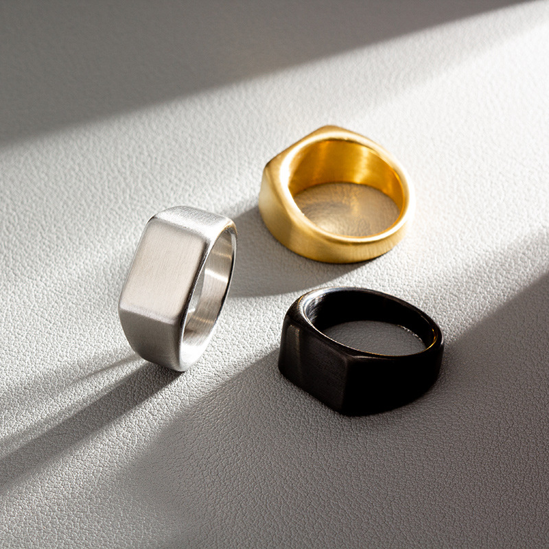 Wide Band Ring Classification 1 Piece Quantity Street Occasion Punk Simple Style Solid Color 304 Stainless Steel Plating Gold Plated PVD Coated Unisex Wide Band Ring Men Band Rings