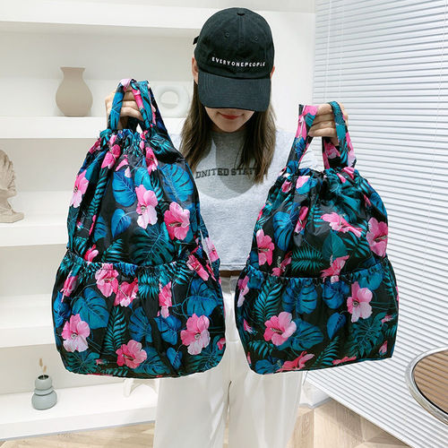 New Drawstring Pocket Large Capacity Backpack Women's Folding Portable Shopping Bag Outdoor Lightweight Travel Bag