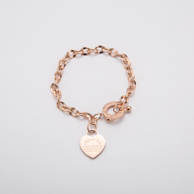 1 Piece Quantity 1 Piece Fashion Heart Shape Titanium Steel Plating Bracelets