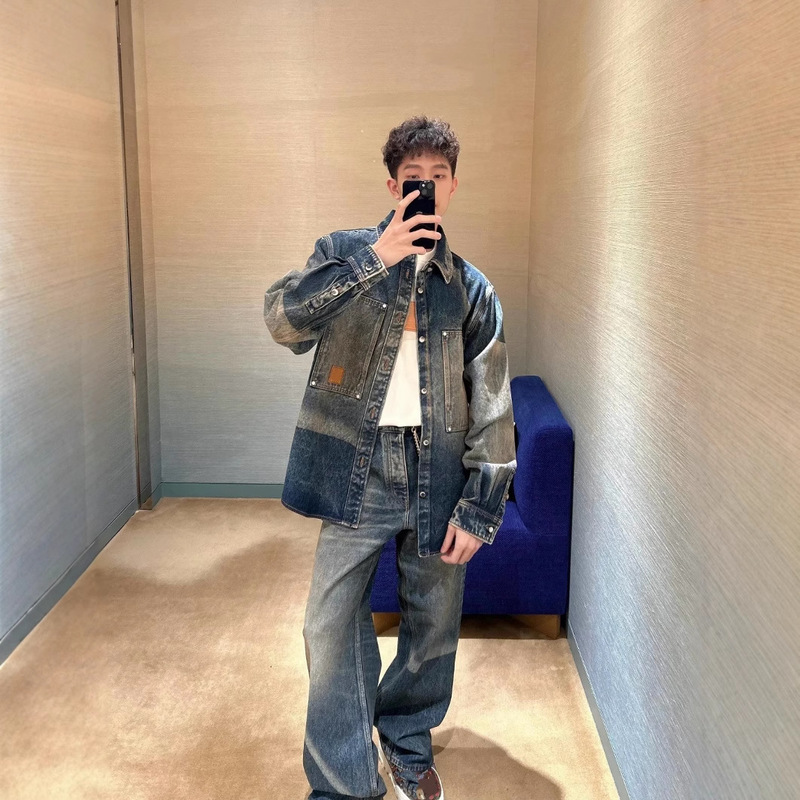 High-Quality 25S Donkey L Brand Sun-Faded Denim Casual Jacket Loose Lining High-Quality 25S Donkey L Brand Sun-Faded Denim Casual Jacket Loose Lining
