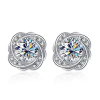 Mosang Diamond High Sense Камелия Серьги Женские Темперамент Цветы Ретро Трансграничные Серьги Серебряные Ювелирные Изделия Студенческие Ювелирные Изделия Оптовая