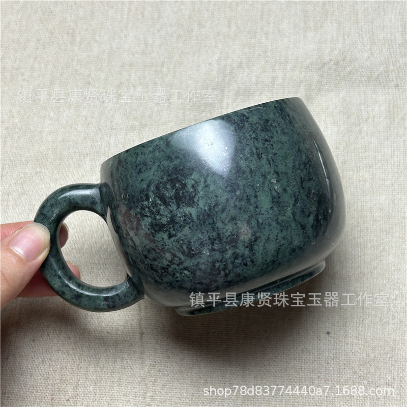 厂家源头西藏药王石咖啡杯藏玉马克杯墨绿玉水杯强磁玉石茶具批发