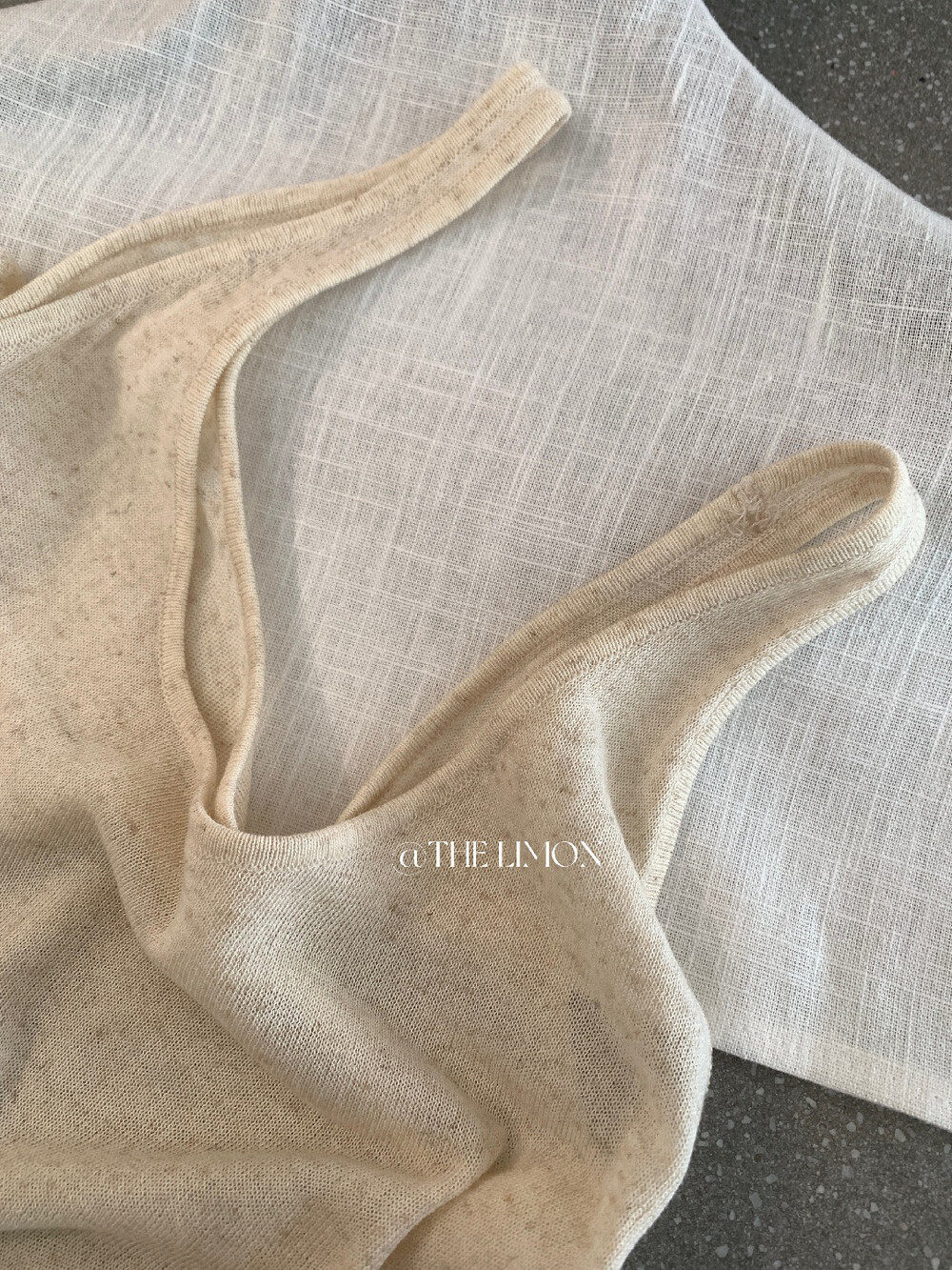 Bộ cardigan len phối áo hai dây nữ phong cách lười biếng mùa hè — yến mạch chi tiết 16