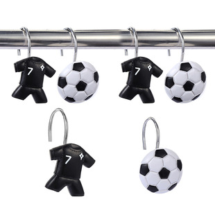 Factory Direct cross-border wholesale World Cup football jersey series simple household bathroom shower curtain curtain hook