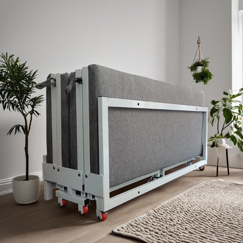 Four-Fold Folding Bed for Household Small Apartments, Multi-Functional, Retractable, Space-Saving, Pull-Out Invisible Bed with Wheels