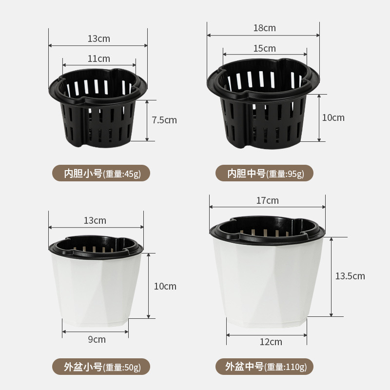 Maceta Hidropónica Autoabsorbente, Transparente, Sin Riego, para Interior