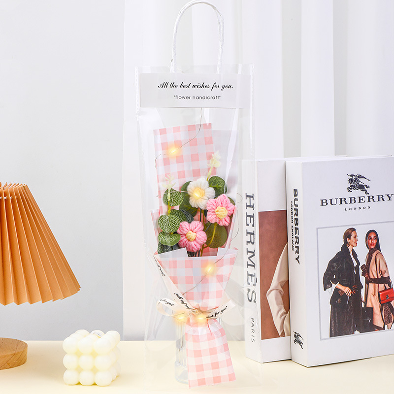 퍼프 꽃 3 꽃다발 [핑크] 선물 가방