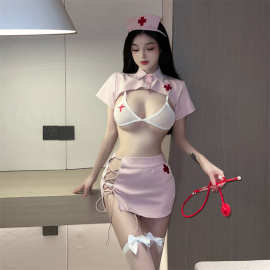 妄春山情趣内衣纯欲诱惑情趣制服分体小护士套装侧绑带诱惑