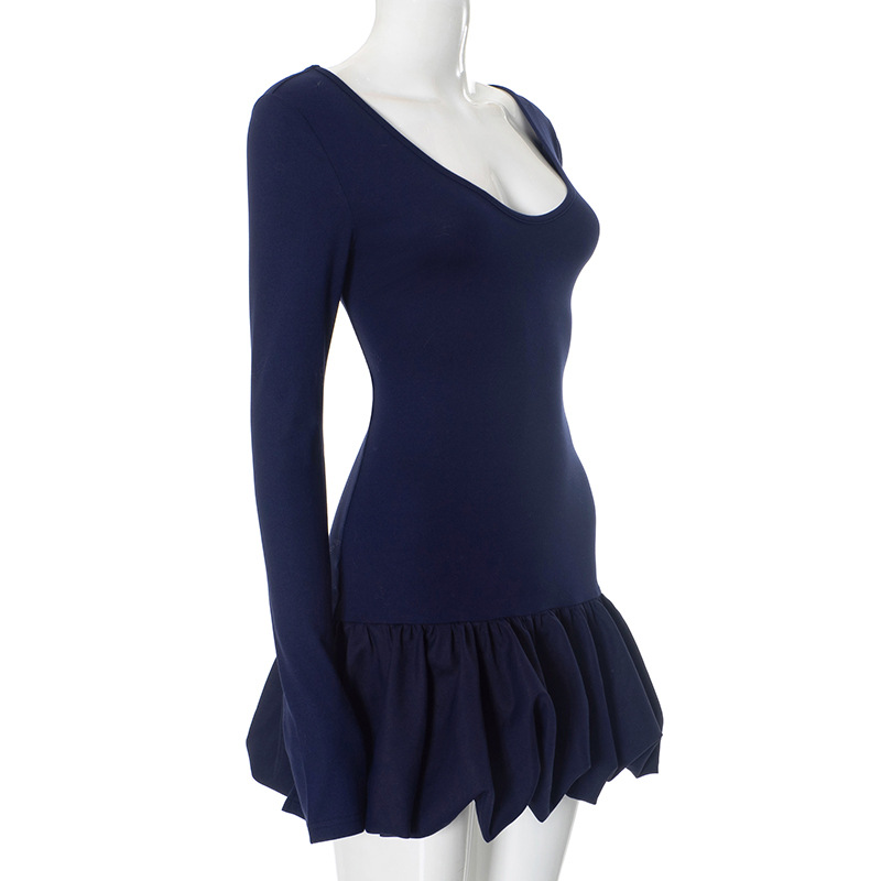 Women Clothing Trend Elegant Charming Long Sleeve V neck Short Puffy