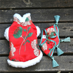 2021 New Dog Tang Suit Cloud Shoulder Cheongsam Teddy Bichon Pomeranian New Year Festive Clothes Manufacturer Wholesale