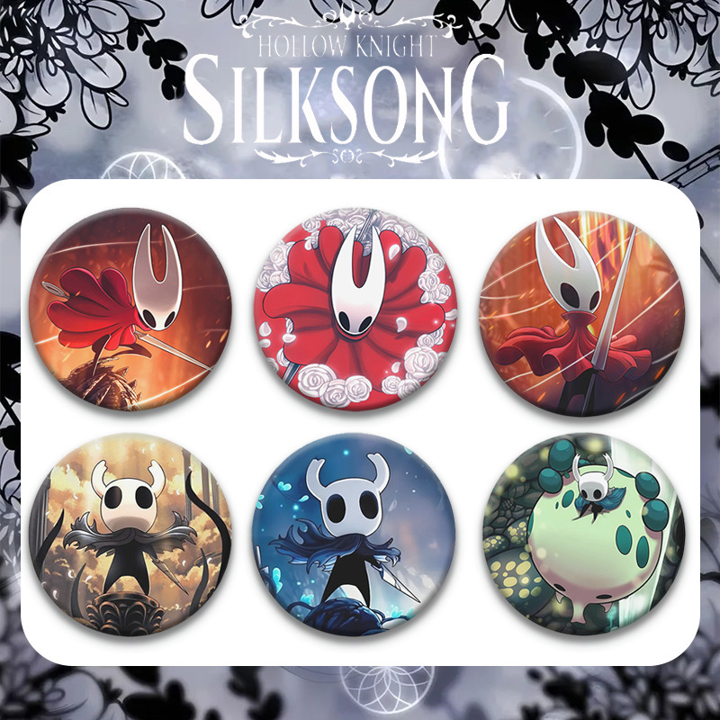 Game Hollow Knight Song of the Silk Series Badge Bar Mirror Keychain Accessories Pendant Pain Pack Decoration