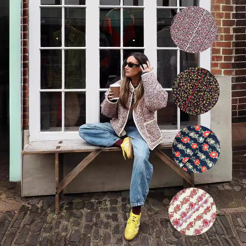 All Colors and Sizes Are Available in Large Quantities for Long-Term Autumn and Winter New Amazon Aliexpress Printed Women's Cotton Jackets Hy073