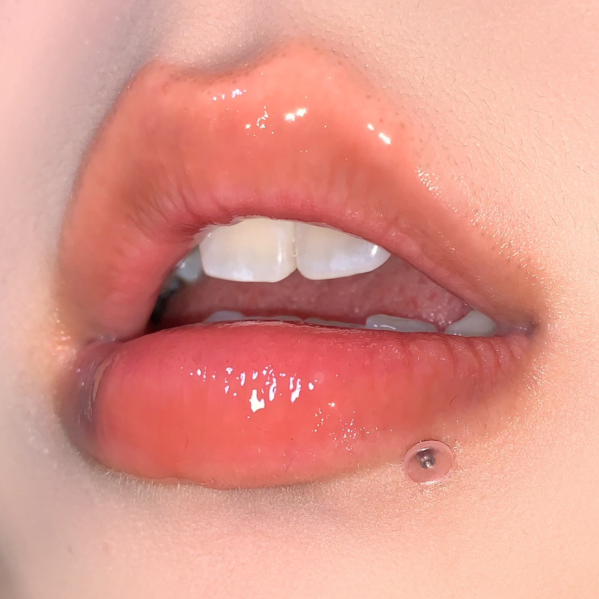Pointed labret stud close-up product detail