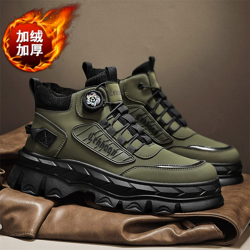 Качество Martin сапоги 2025 мужская обувь противоскользящая повышая мужская обувь на открытом воздухе мужские сапоги дрожат тренд папа обувь хлопок