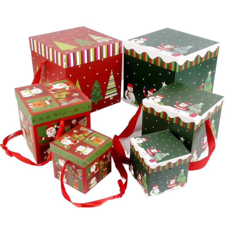 Nueva caja de regalo de decoración navideña, suministros de papel, caja de embalaje de regalo, caja de manzana de Nochebuena, árbol de Navidad image 1