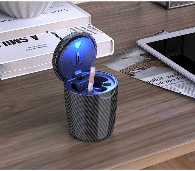 Portable car ashtray, in-car metal ashtray, trash bin with automatic lighting, car ashtray