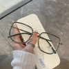 Green frame anti -blue light radiation myopia glasses women can be equipped with flat light number Korean version of the supernamed face