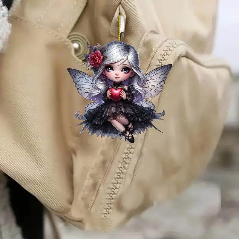 Acrílico oscuro pequeño hada colgante de automóvil nuevo producto transfronterizo plano espejo interior decoración mochila colgante