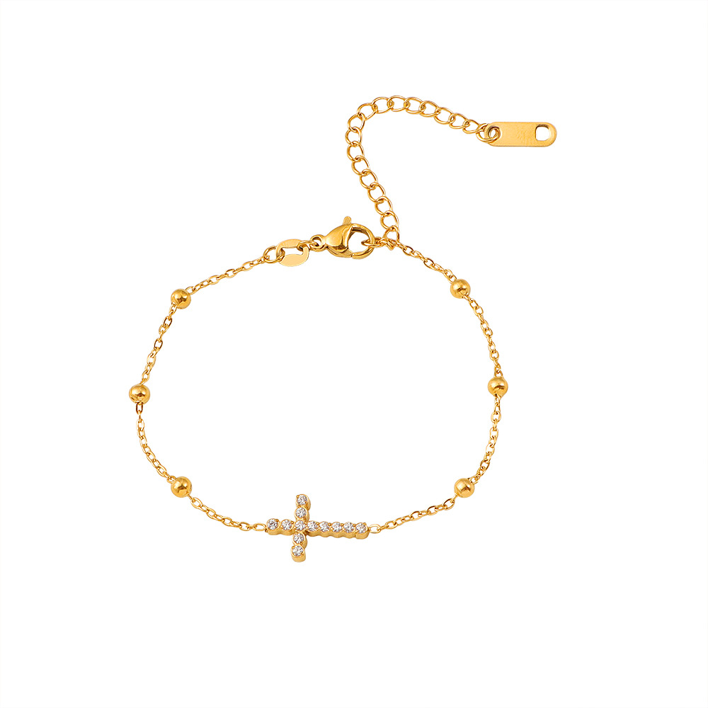 Titaniumstalen kruisarmband met zirkonia voor dames luxe_voghion.com
