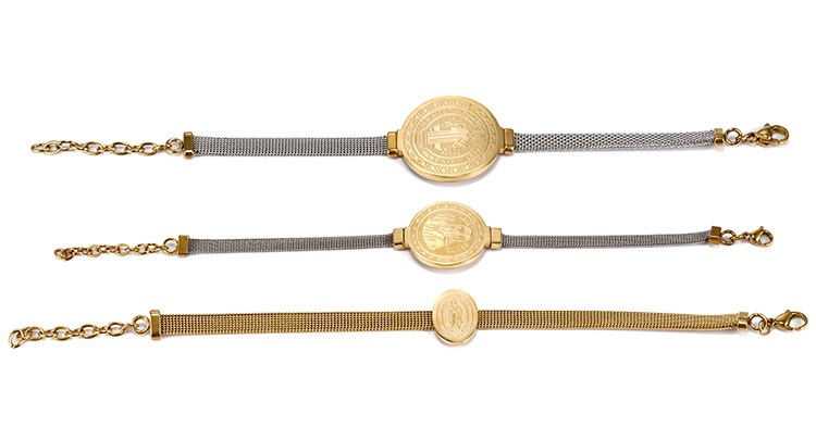 Unisex Gender Elegant, Religion Style Real Gold Plated Oval Priest 304 Stainless Steel Elegant Religion Waterproof Non Tarnish Titanium Steel Bracelets