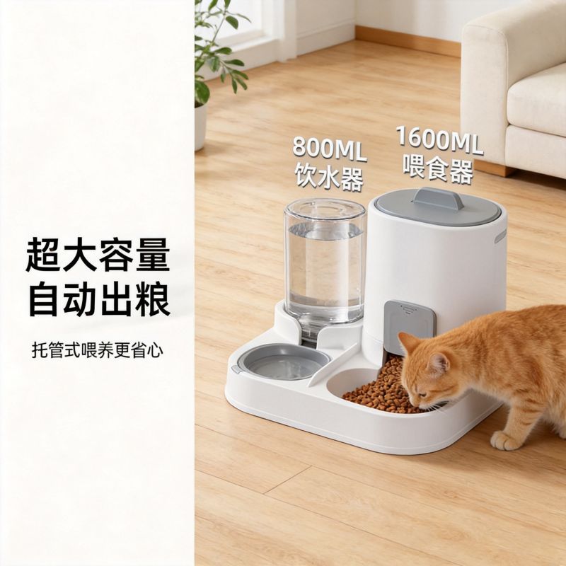 애완동물 용품 새로운 고양이 그릇, 개밥 그릇, 뒤집힘 방지, 대용량 식수 공급기, 물과 식품을 자동으로 계속 공급하는 올인원