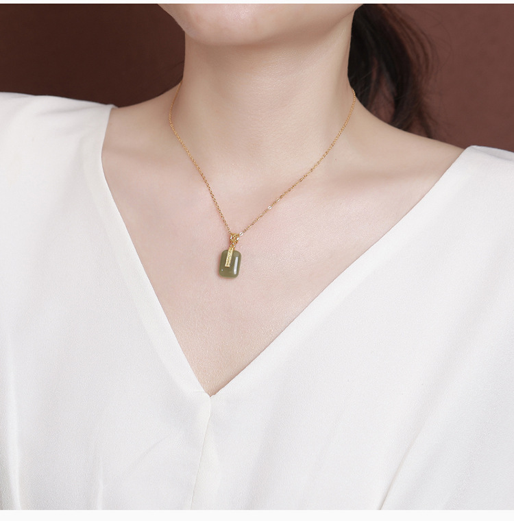 Mặt dây chuyền bạc S925 đính ngọc bích Hetian tự nhiên phong cách Trung Hoa – hình đồng xu thần chú sáu ký tự — Mặt dây chuyền đơn kiểu Fu (không bao gồm dây chuyền) chi tiết 6