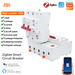 Zigbee Smart Circuit Breaker Power Statistics Leakage Protection Air Switch Mobile Phone Remote Control Tuya App125A
