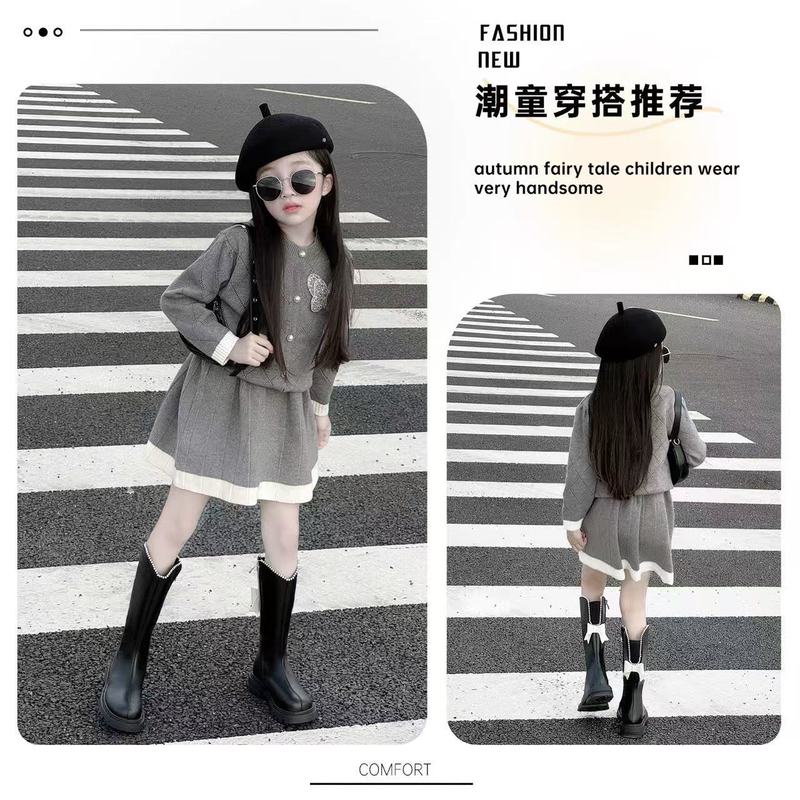 女童靴子长靴蝴蝶结二棉长筒靴2025秋冬季新款大童儿童加绒马丁靴|undefined