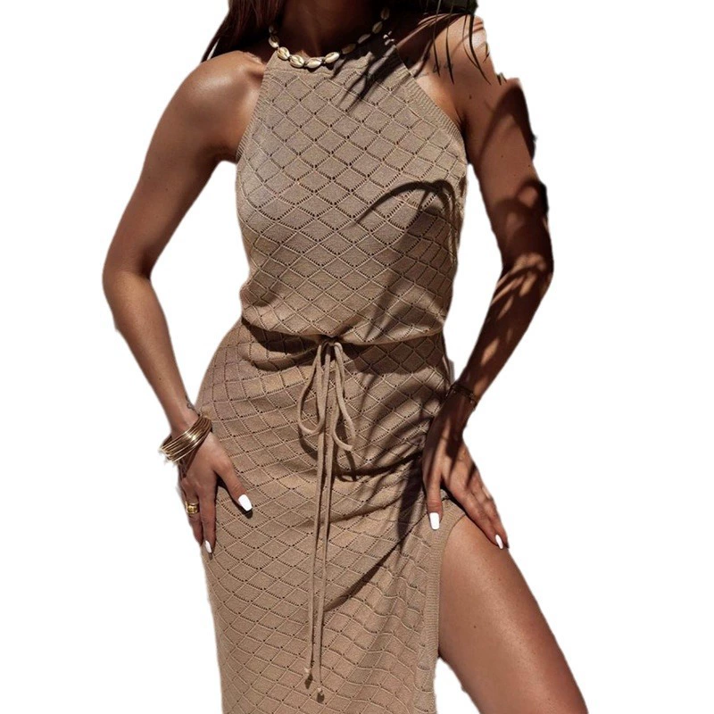 Летнее пляжное платье, цветная сексуальная юбка, вязанный пляжный купальный костюм, одежда с солнцезащитой, европейский стиль