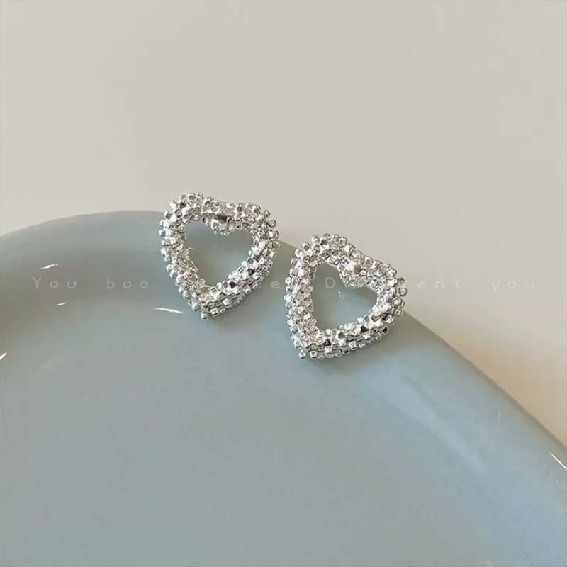 纯银S925碎银子爱心耳钉女简约百搭时尚气质锁骨链小众设计颈饰品