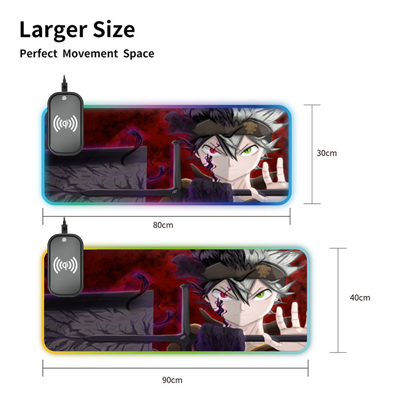 Anime Black CLOVER LARGE BIG RGB Mouse Pad Gaming Computer