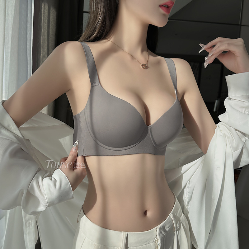 Women's thin push-up breast anti-sagging adjustable plus size seamless bra European and American cross-border