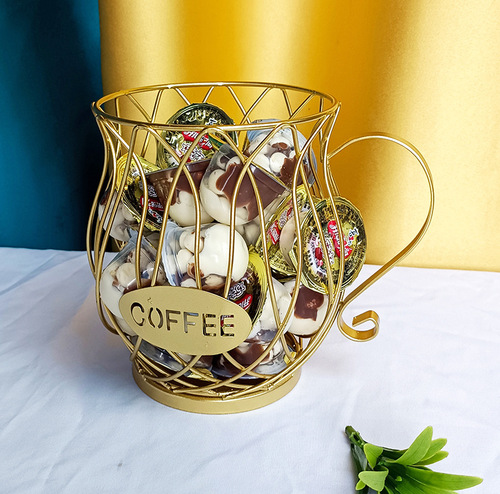 Manufacturer's creative pineapple cartoon-shaped coffee capsule storage iron basket home furnishings foreign trade iron gift pieces