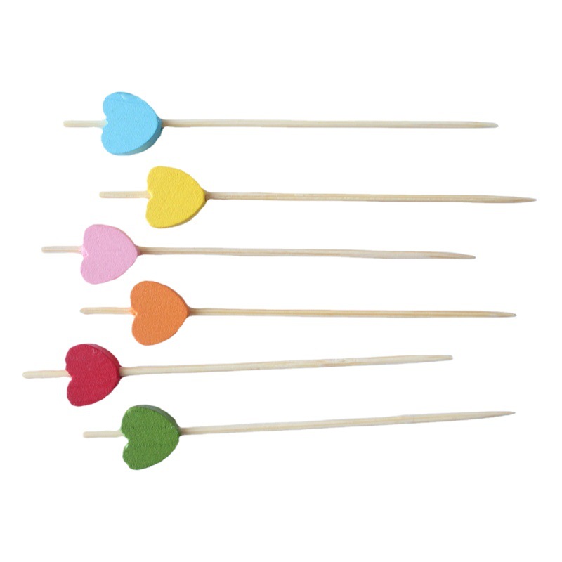 Red Love 100/paquete de color mixto corazón melocotón signo de fruta desechable amor decoración arte creativo sándwich palillo de dientes