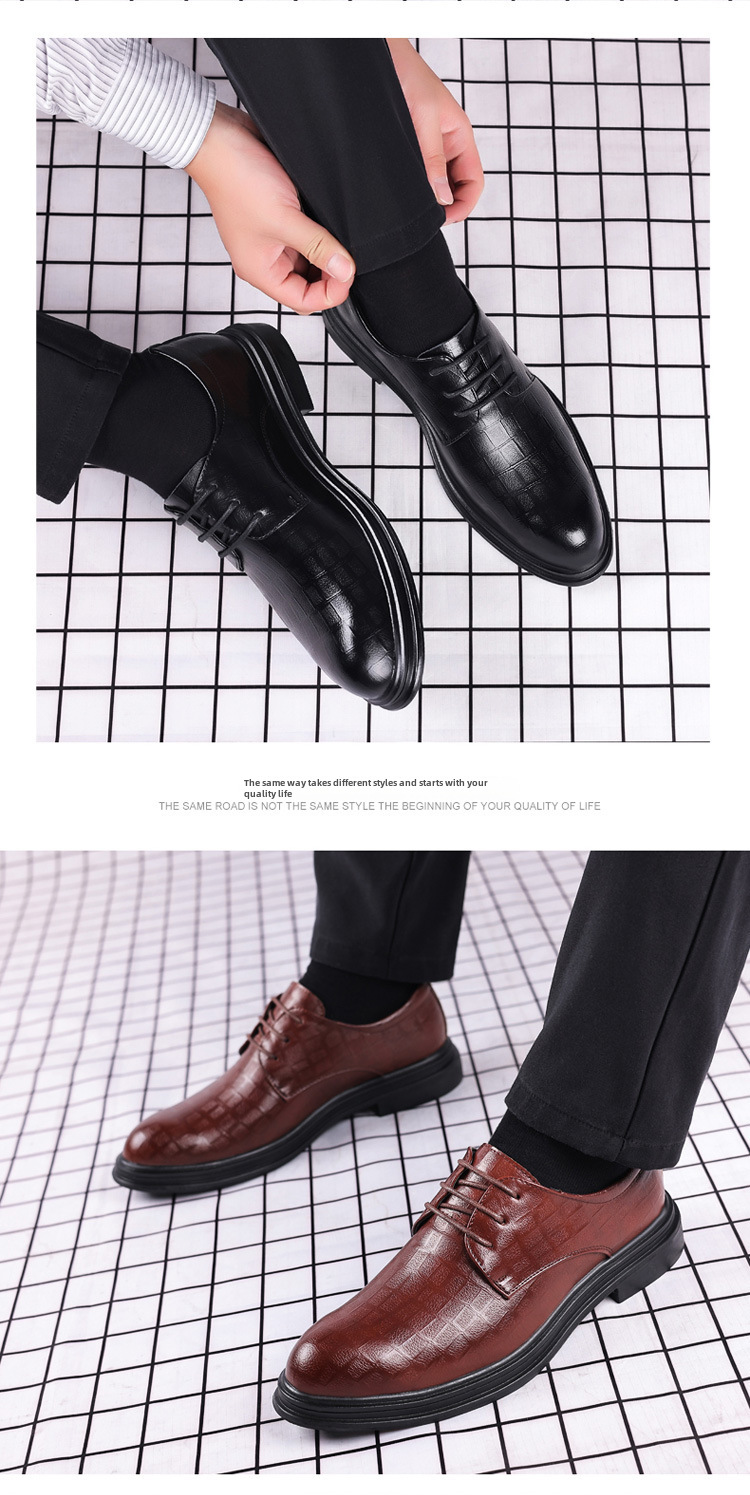 Leather Shoes Men's Business Dress Casual Trendy Shoes Spring British Groom Korean Cross-border Soft-soled Wedding Shoes Breathable_vogvips.com