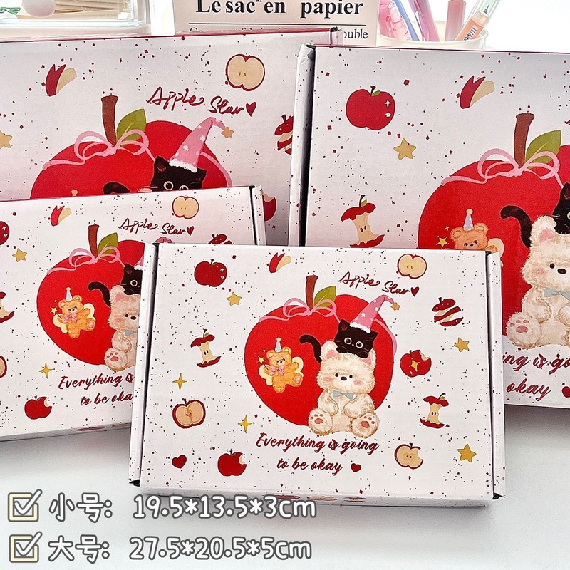 新款苹果小熊飞机盒ins高颜值加厚特硬折叠纸箱手工打包礼品纸盒|undefined