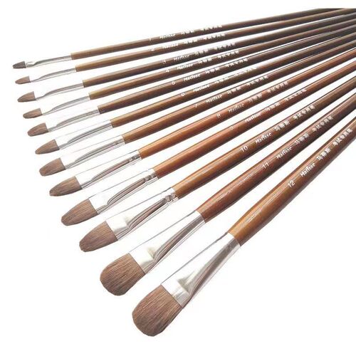 Matisse Wolf Hair Oil Paint Brush Single Round Head Watercolor Pen Art Acrylic Soft-Bristled Pen Set For Students