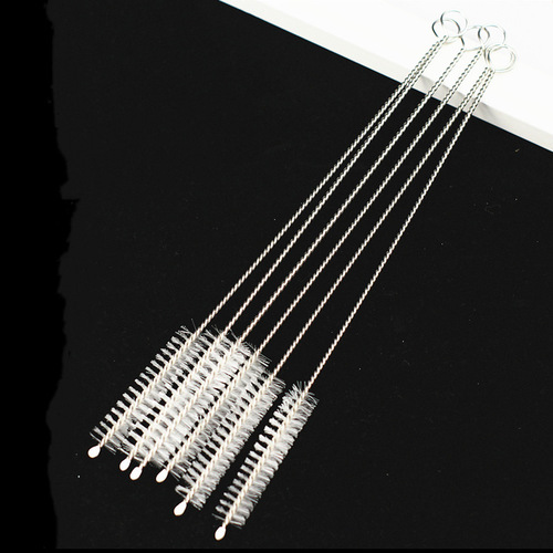 Manufacturer wholesale stainless steel straw brush nylon test tube brush children's bottle nipple cleaning small brush catheter brush