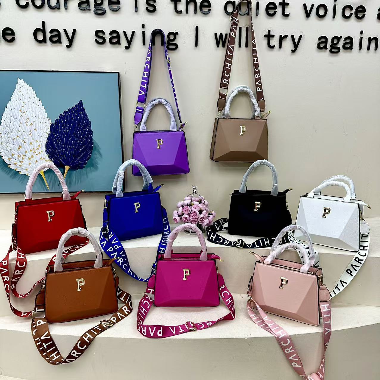 Bolsos transfronterizos para mujer 2025 primavera nuevo estilo bordado alfabeto Bolsos tote moda europea y americana bandolera de un solo hombro